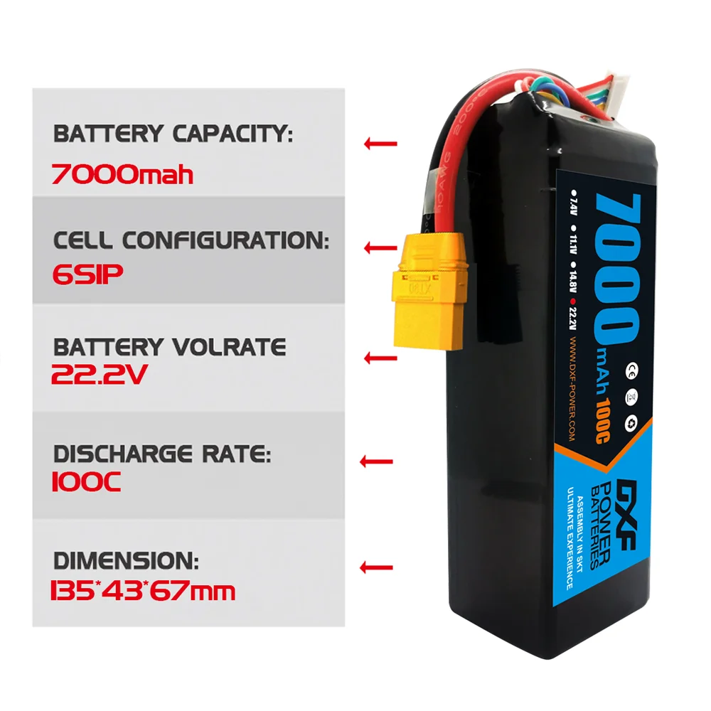 DXF 6S Lipo Battery 22.2V 7000 - 6S Lipo Battery 22.2V 5000Mah ulasan dan harga