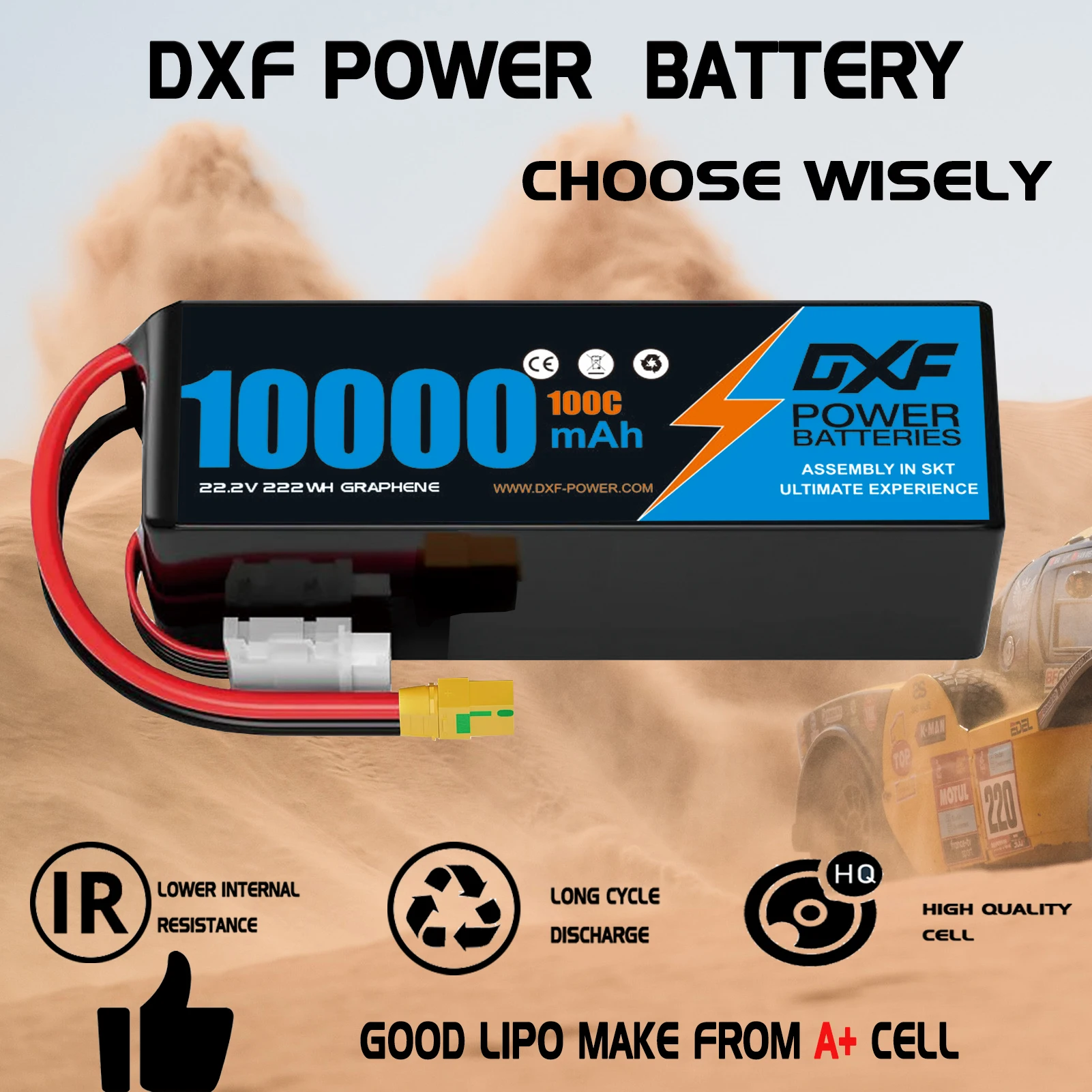 DXF Lipo Battery 6S 22.2V 100C - 6S Lipo Battery 22.2V 5000Mah ulasan dan harga